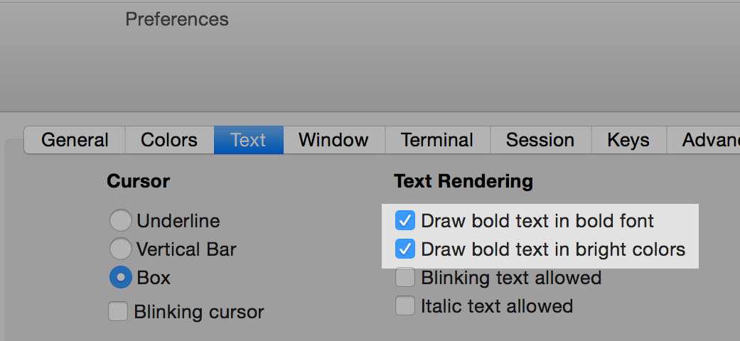 iTerm settings