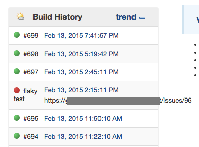 looking at the build history quickly shows the flaky tests